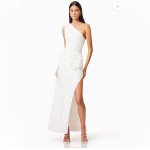 elliatt janelle white one shoulder 3d pearl flower detail maxi gown dress XXL